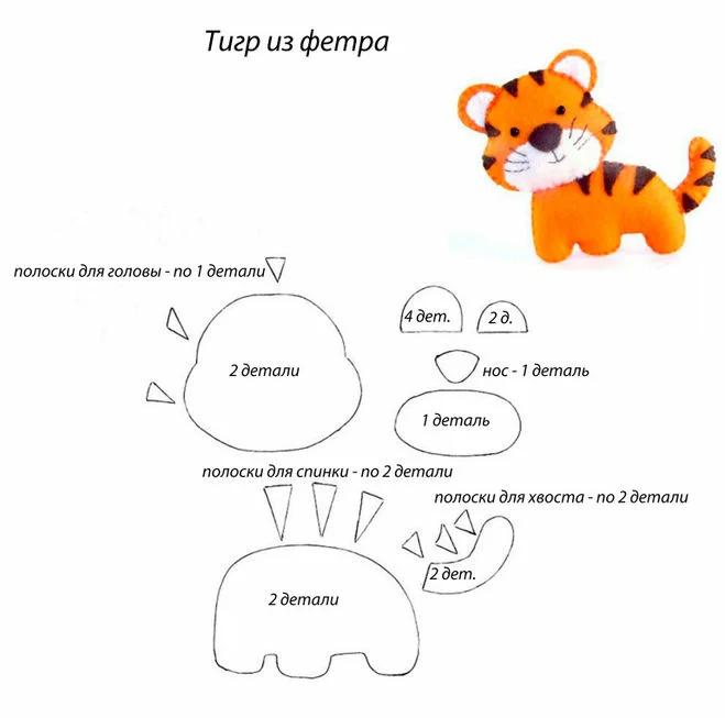 тигр из фетра выкройка
