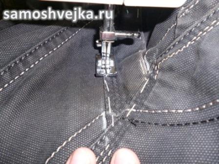 прострачиваем латки на джинсах