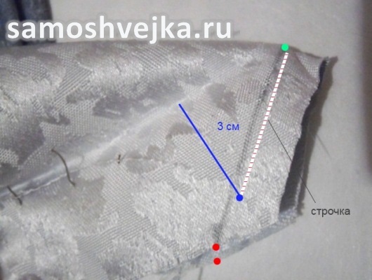застрочить уголки скатерти