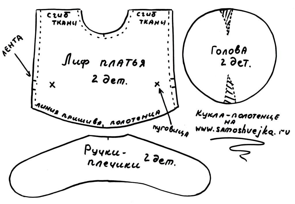выкройка куклы полотенца